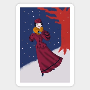 Vintage Inspired Victorian Winter fashion Sticker